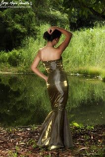 Bronze Metallic Sequined Strapless Mermaid Gown