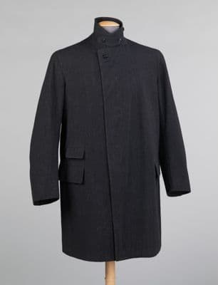 Charcoal Gray Wool Single-Breasted Overcoat