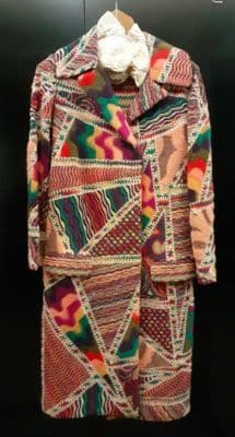 Multicolored Patchwork Knit Wool Coat