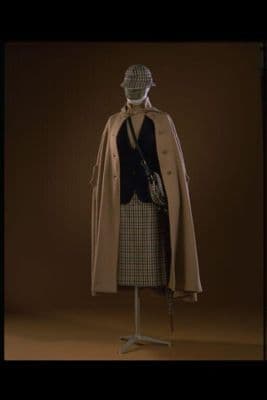 Black Wool Jacket with Camel Cape Ensemble